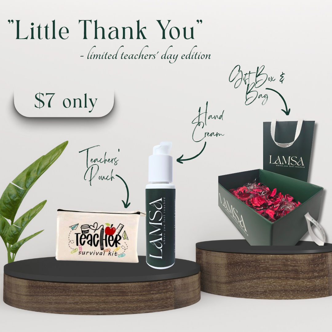 LAMSA Teachers’ Day gift set with mini hand cream, pouch and gift bag starting at $7 in Lebanon